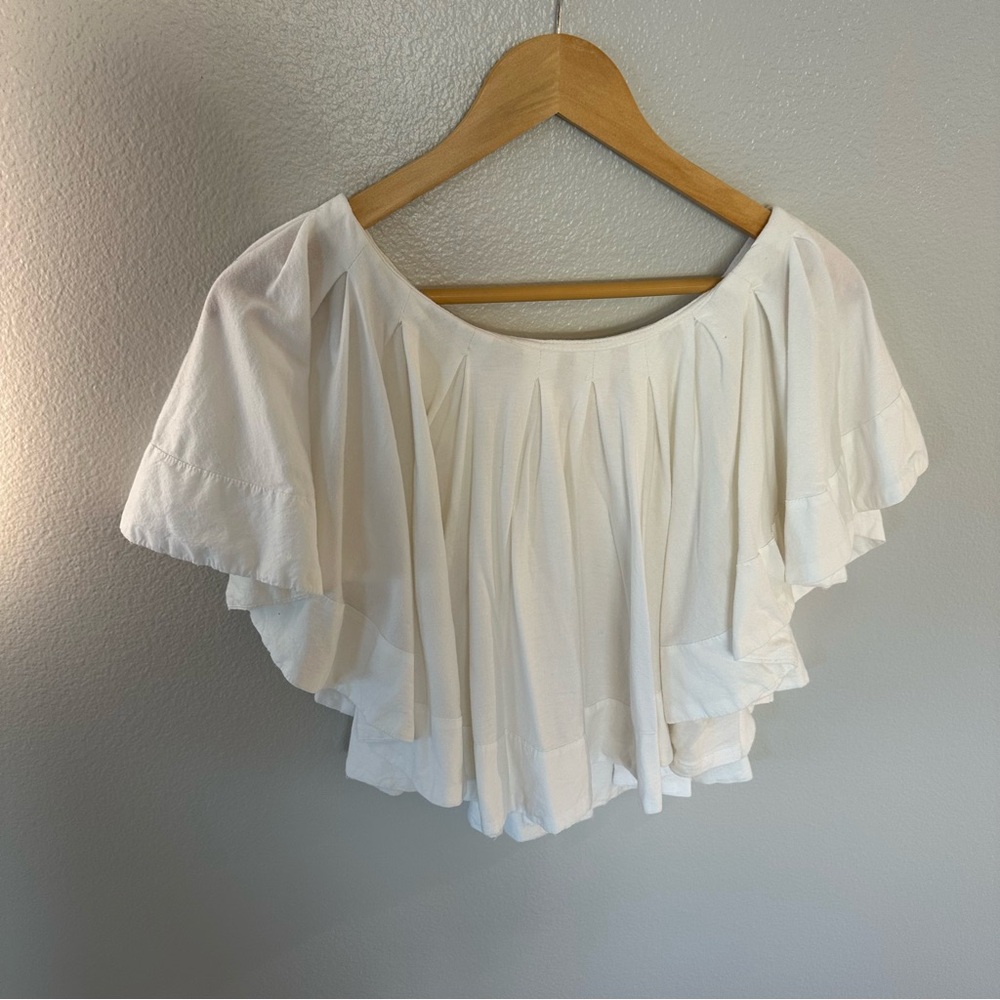 Maeve Anthropologie White Ruffled Swing Blouse, Size XS - Picture 5 of 12